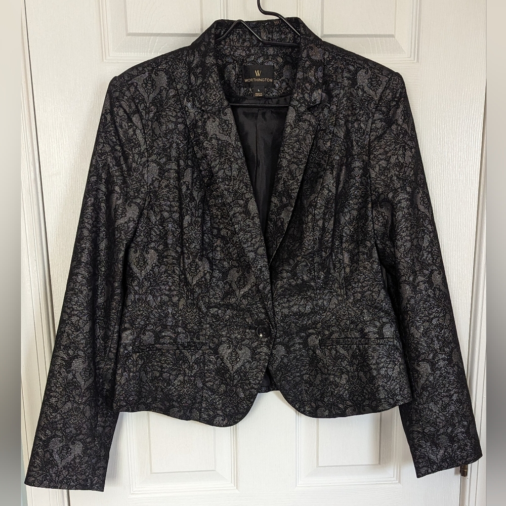 Worthington Women's 3 Piece Glitter Lace Design Suit Sz L/14 - Picture 2 of 11